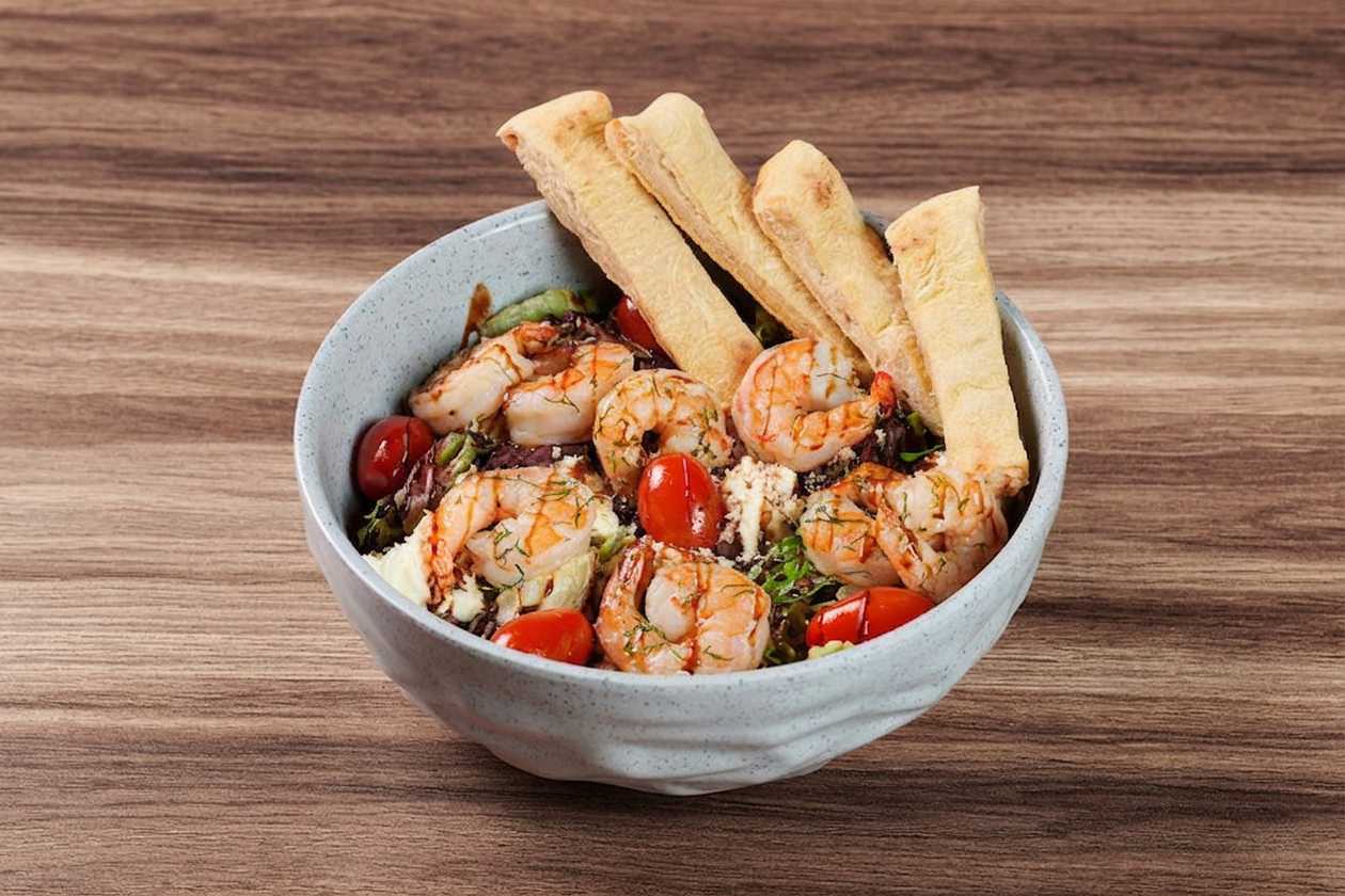 Shrimp and cherry tomato salad
