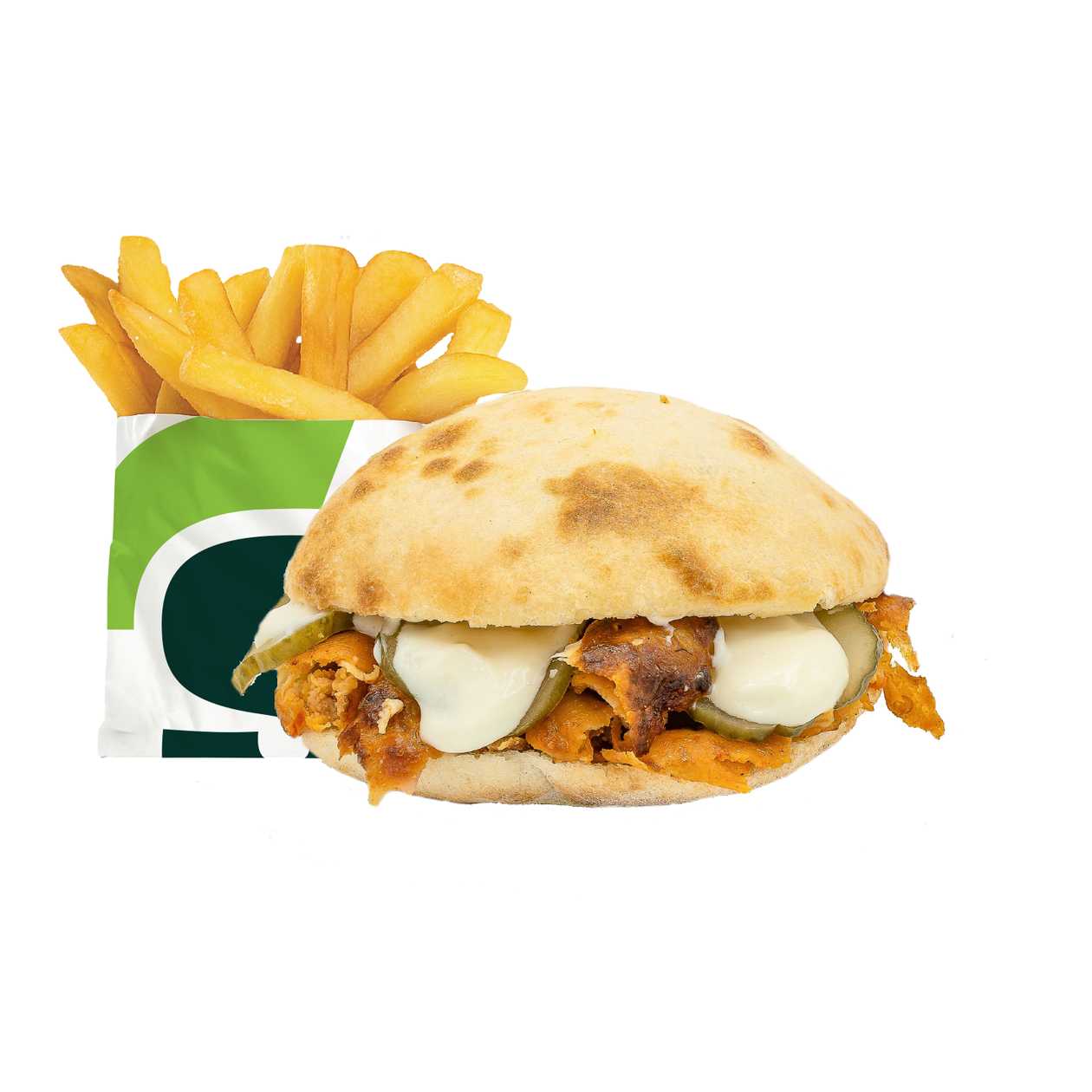 Apollo Chicken Burger with French Fries