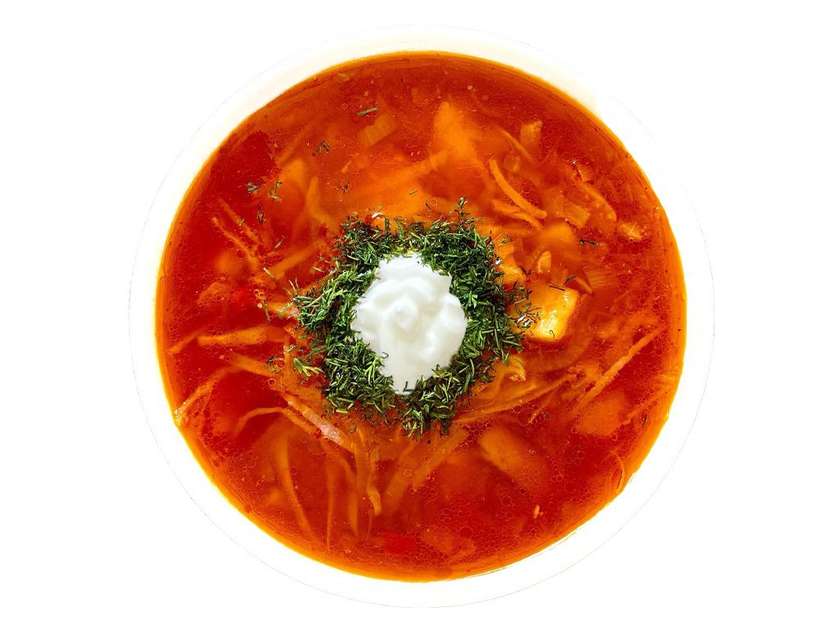 Traditional Borscht with Chicken and Sour Cream