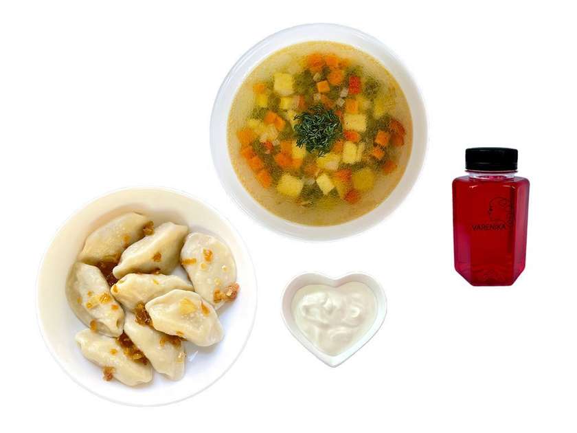Lunch Set #3: Vegetable Soup, Varenyky, Sour Cream (12:00 PM - 4:00 PM Mon-Fri)