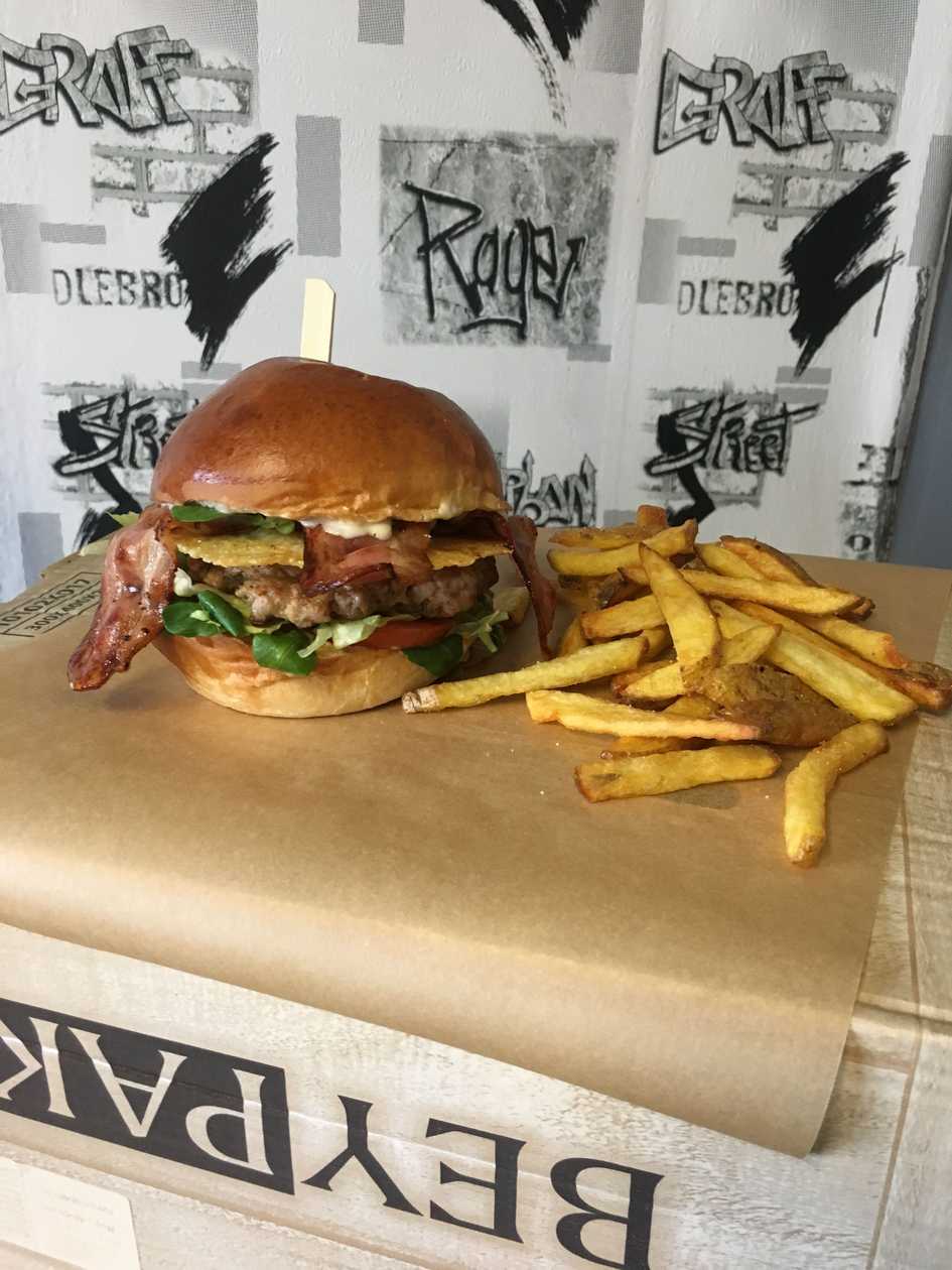 Bacon chips burger menu
