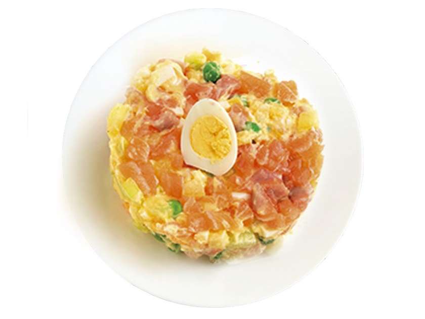 Olivier salad with salmon