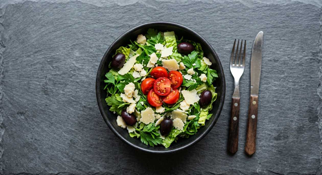 Green Salad Pot with Cherry Tomatoes and Olives (as a side)