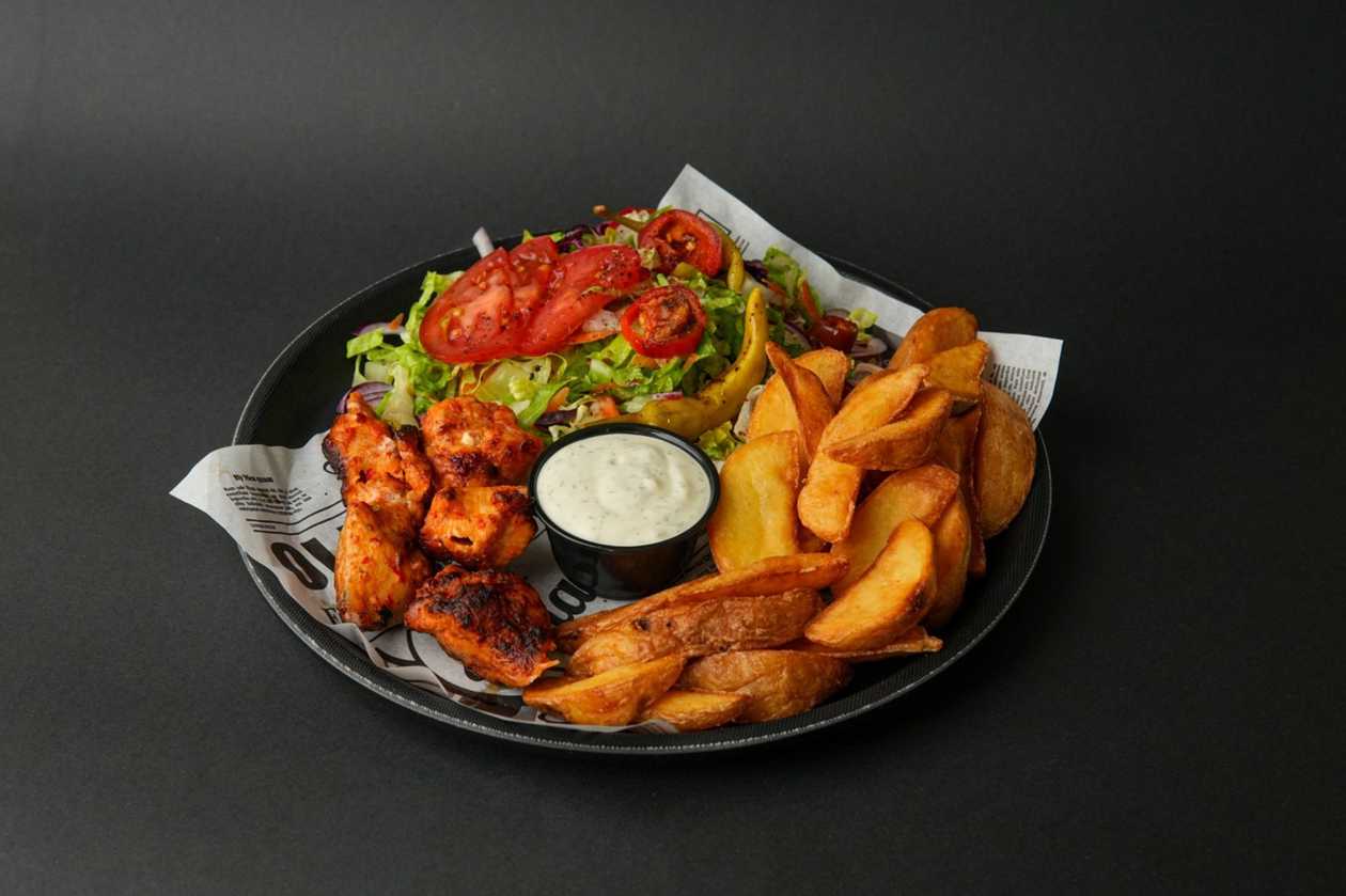 Chicken shashlik on a plate