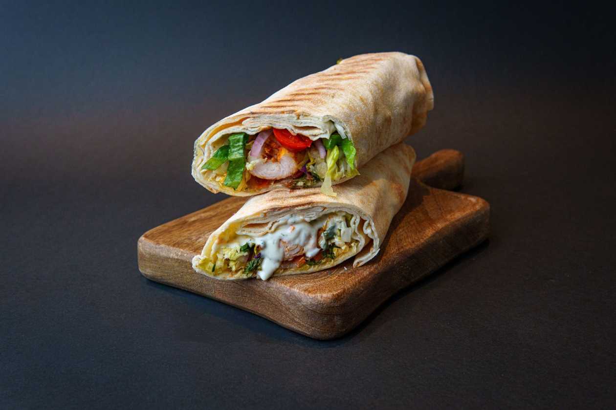 Chicken shashlik in lavash