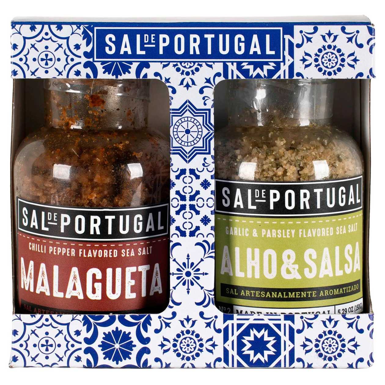 Conjunto Sal de Portugal: Sal com Malagueta 150g + Alho & Salsa 150g