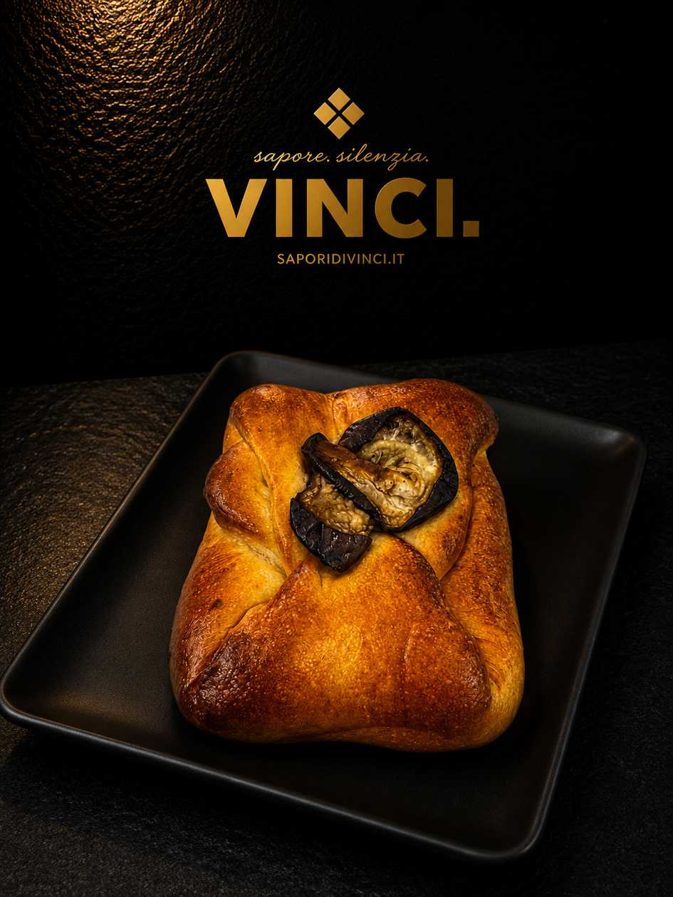 Calzone with eggplant, zucchini and tomato sauce