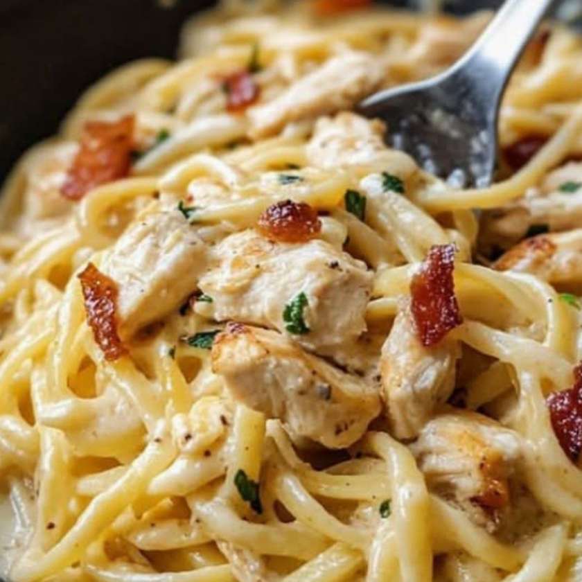 Spaghetti Chicken Carbonara Skillet