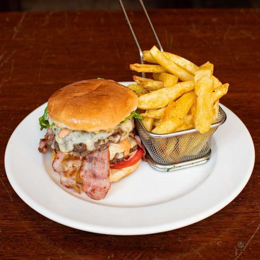 BBQ Chicken Cheeseburger with Bacon