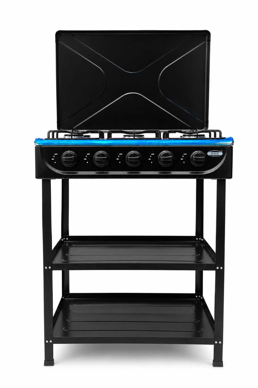 5-Burner Gas Cooker with Storage Stand