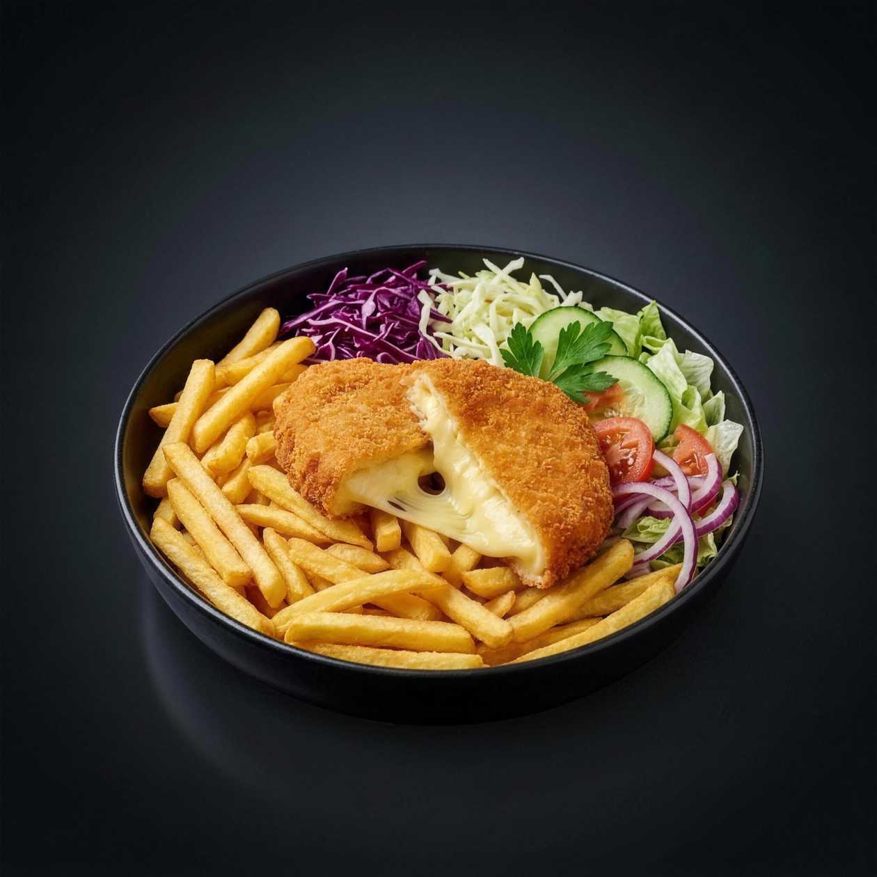 Fried Cheese with French Fries