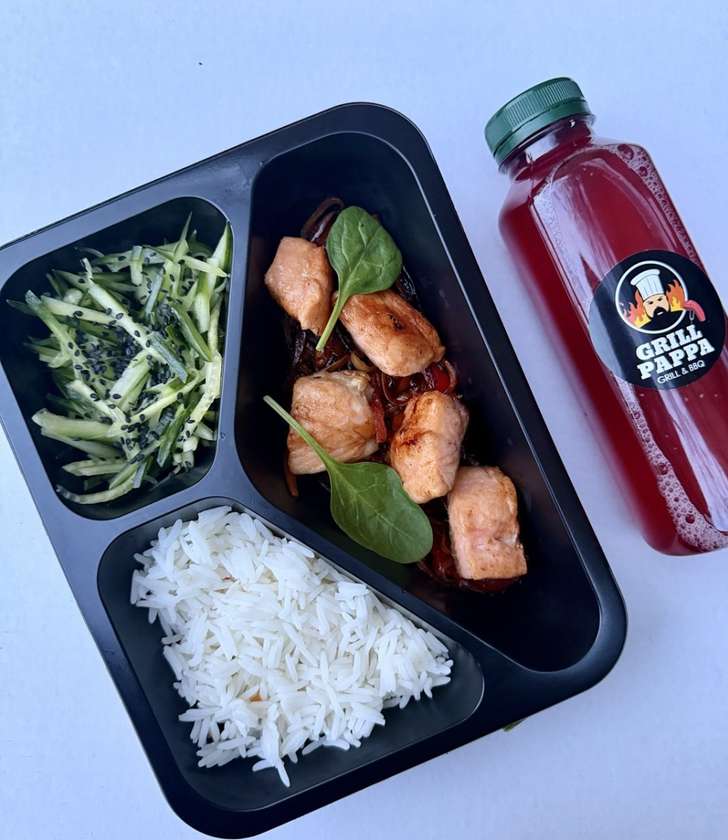 Grilled Salmon Steak Lunch