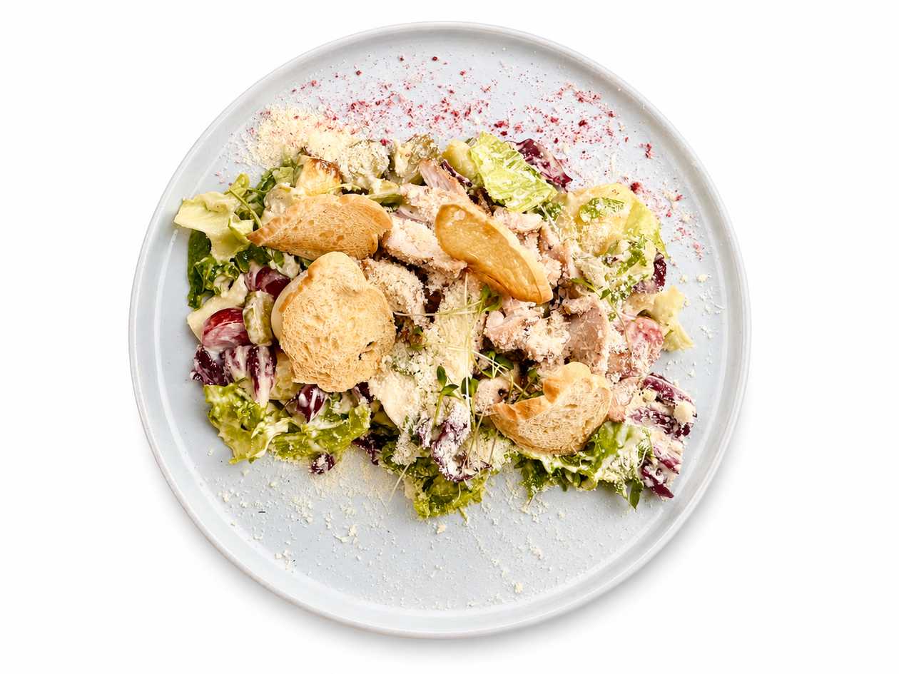 Salat grillitud kana ja Caesari kastmega
