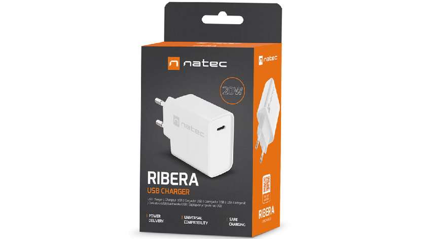 Univerzálna nabíjačka 20W 1x USB-C Natec RIBERA biela