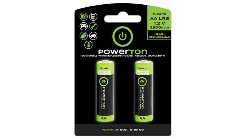 Nabíjateľné batérie AA (HR6) 1.2V 2500mAh Powerton 2ks
