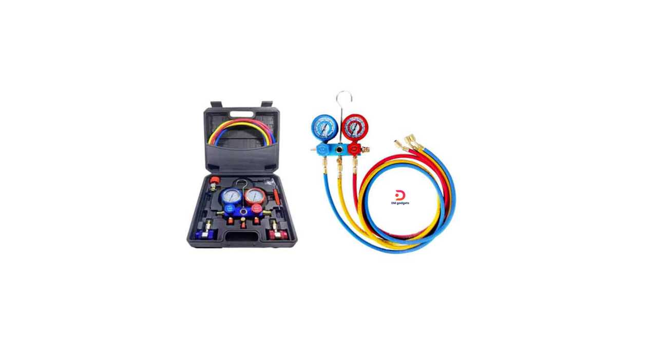 #636G3#DM®089101 Air Conditioning Manifold Gauge Set with Valves and Flow Indicator for Freon+Tubing