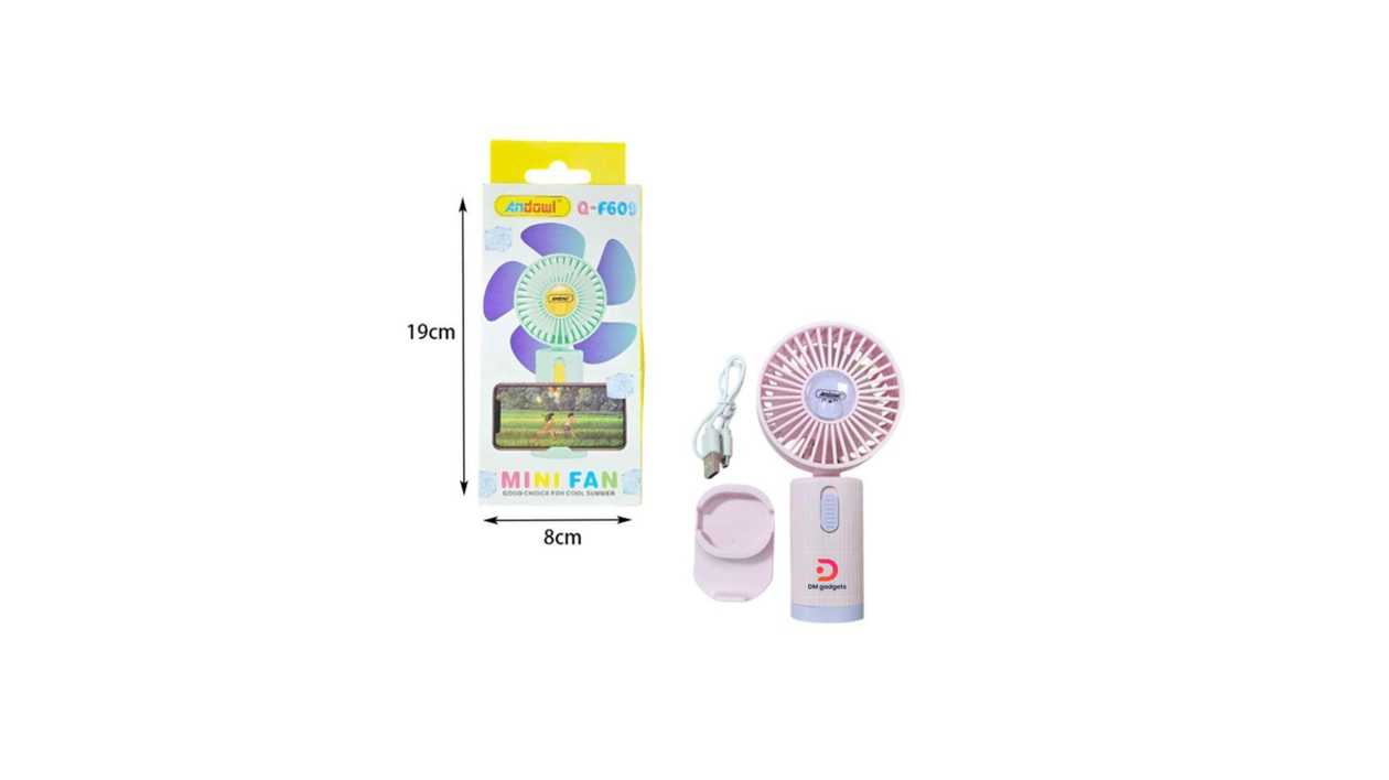 #801-19#Andowl®Q-F609 Mini Rechargeable Handheld Fan with Mobile Phone Holder - Purple