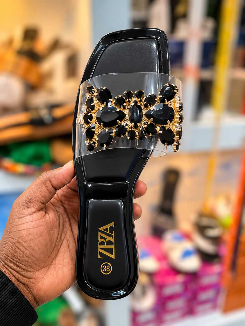 ✨ Elegant Crystal Embellished Slide Sandals ✨