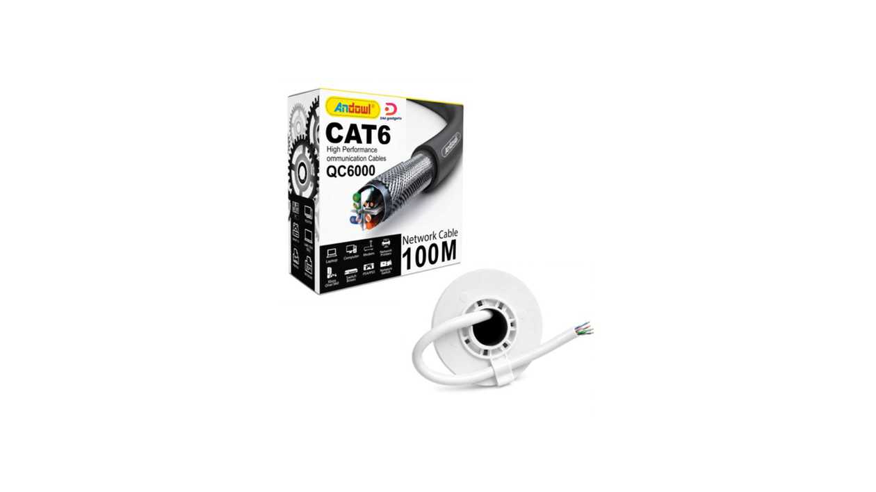 #458-C6#Andowl®QC6000 100-metre CAT6 High-Performance Network Cable