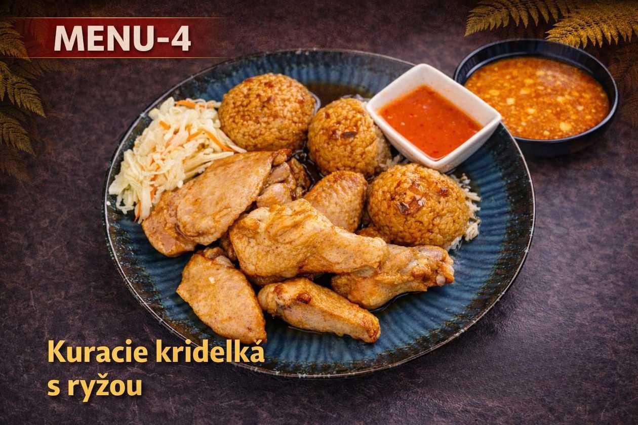 Kuracie krídelká + príloha + polievka (1,3,6,11,14)