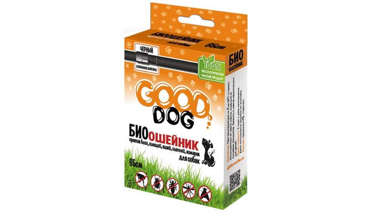 Good Dog антипаразитарный био ошейник для собак, 65 см, черный