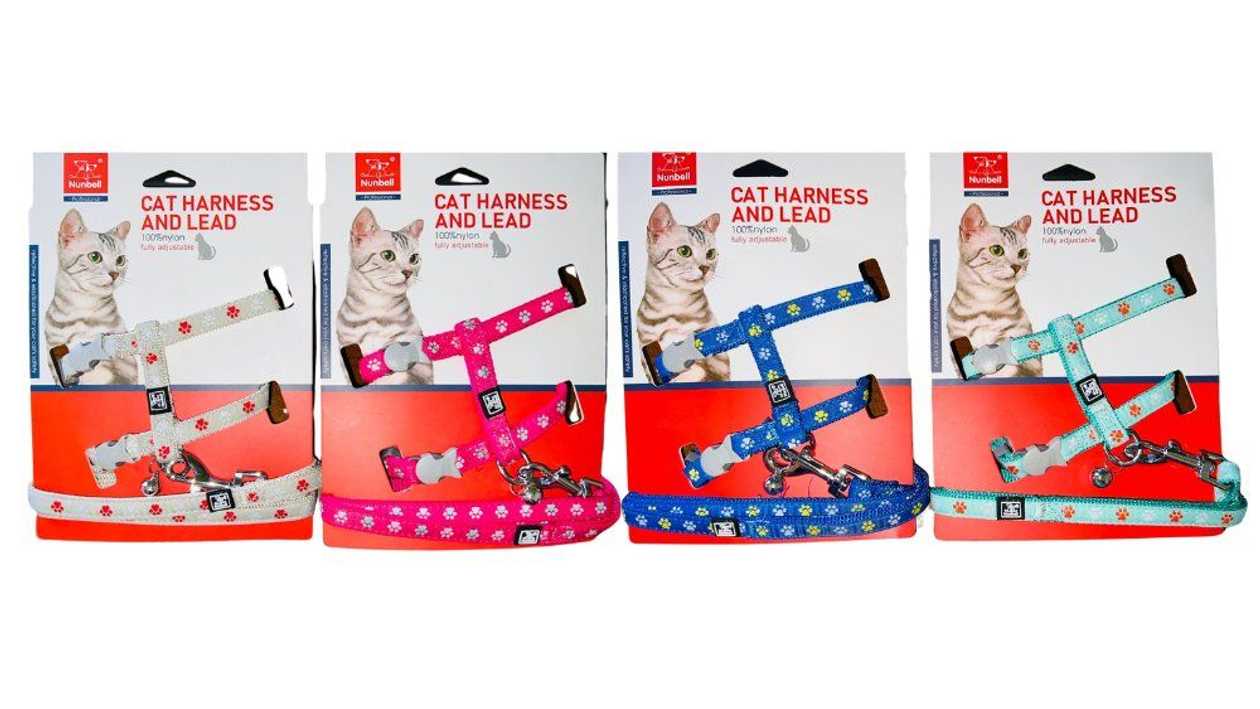 Nunbell шлейка и поводок для кошек, размер S, 1.2 см