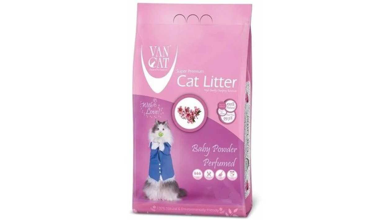Van Cat Baby Powder комкующийся наполнитель  с ароматом детской присыпки, 5 кг