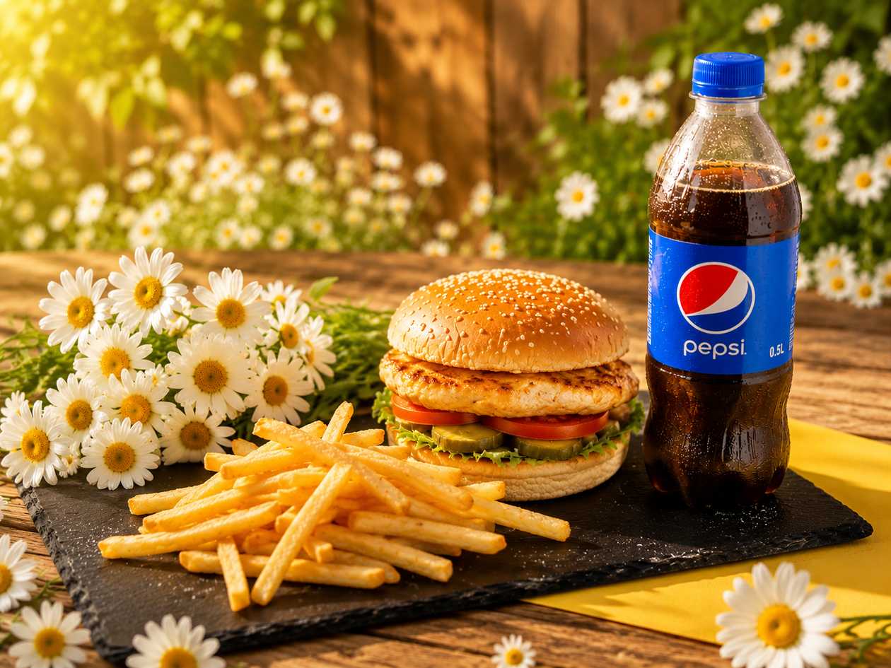 Бургер курячий/фрі/Pepsi