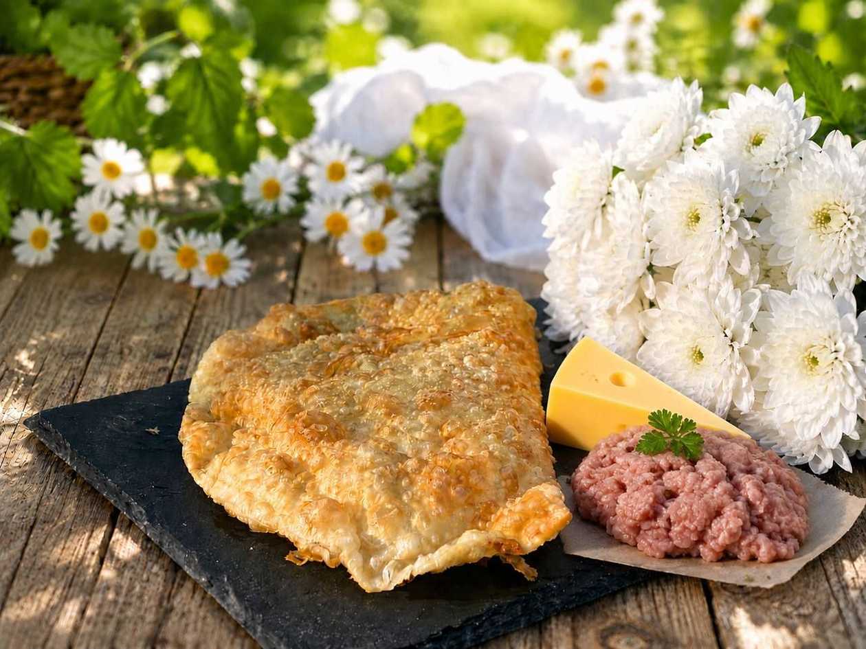 Чебурек зі свининою та сиром