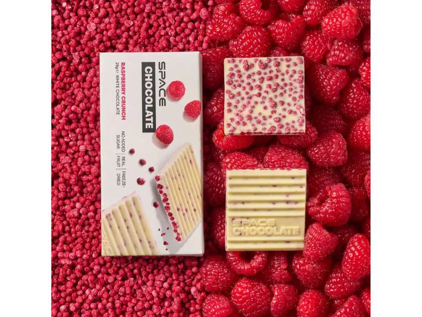 Щоколадки Space Ice 25 г.-"Малина"- шоколад білий з кульками малини