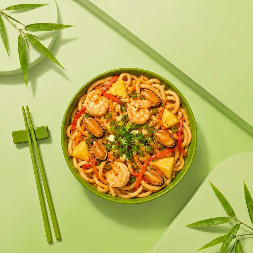 Wok Udon Fructe de mare Sos Cremos Tom Yum