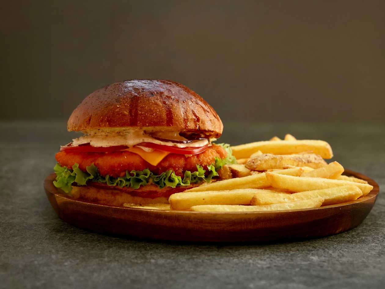 Chicken Burger Combo (Fries + Sauce)