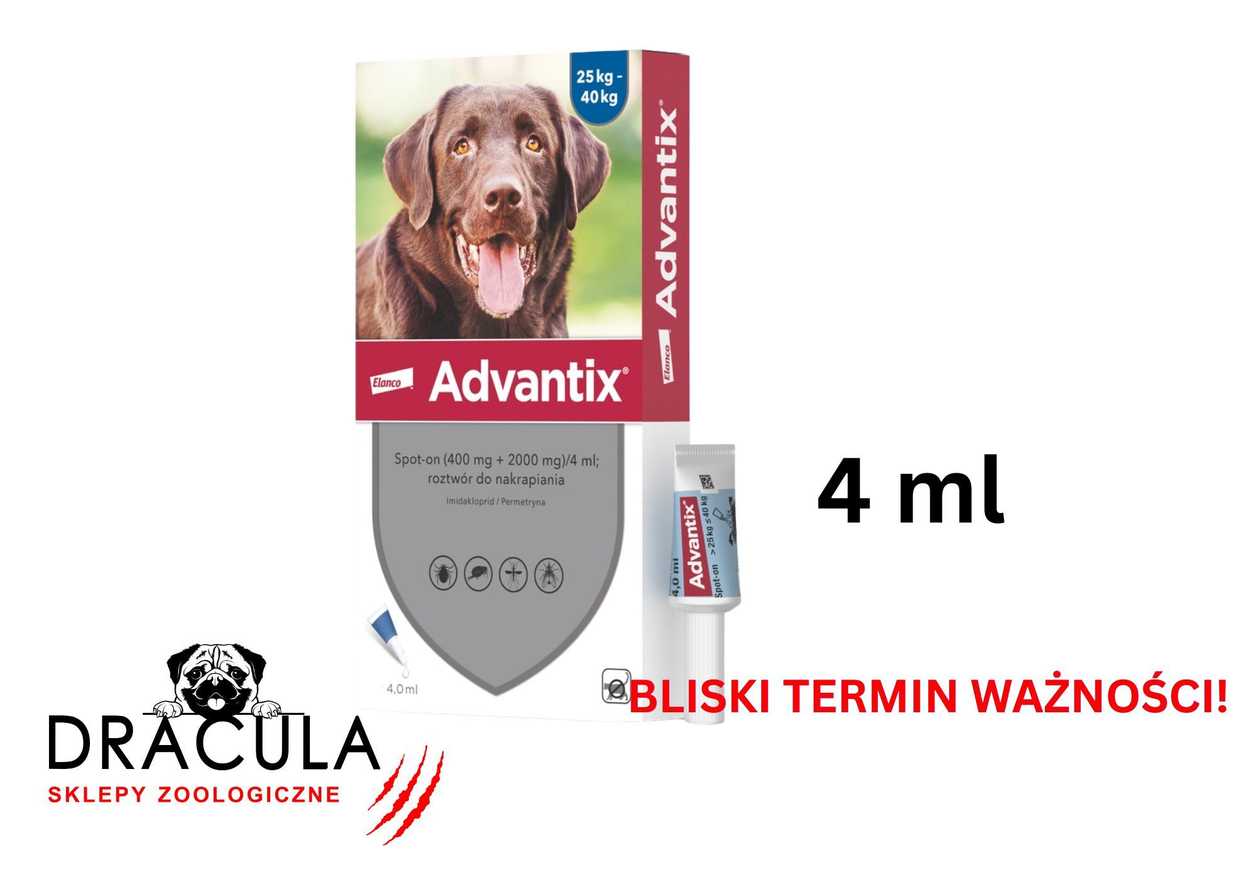Advantix 1,0ml kropli przeciw pchłom i kleszczom dla psa 25-40kg