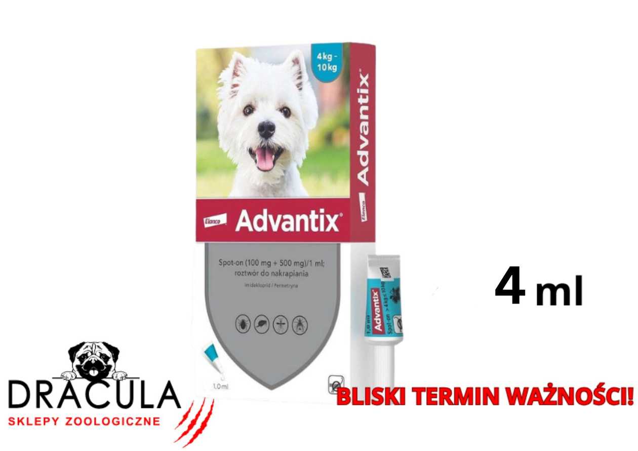 Advantix 1.0ml Spot-On Solution for Fleas and Ticks for Dogs 4-10kg