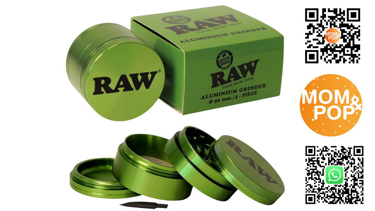 π₯ RAW Aluminium Grinder Green - 4 Parts, 56mm