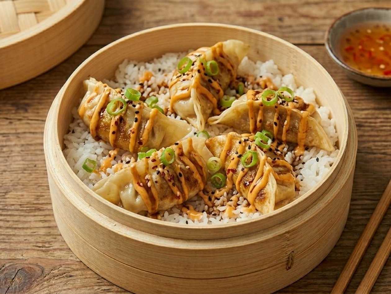 Rýže s Gyoza Kuře & Kimchi