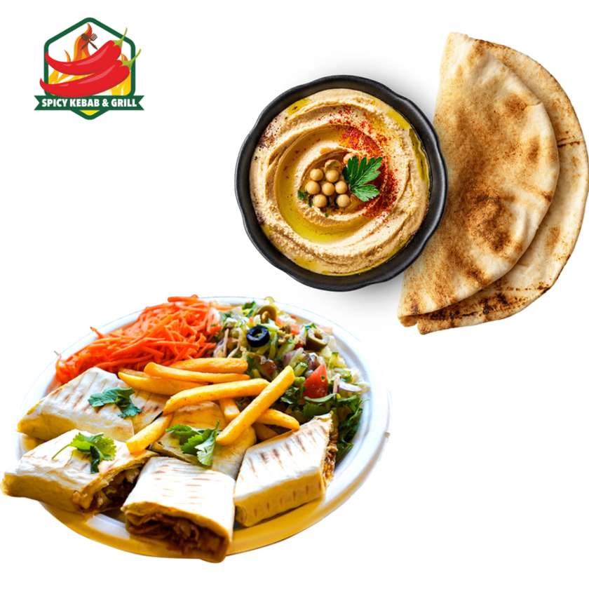 Classic Beef Rollo + Hummus with Pita