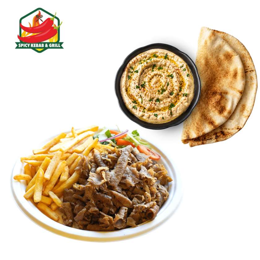 Premium Meat Kebab Plate + Mutabal with Pita