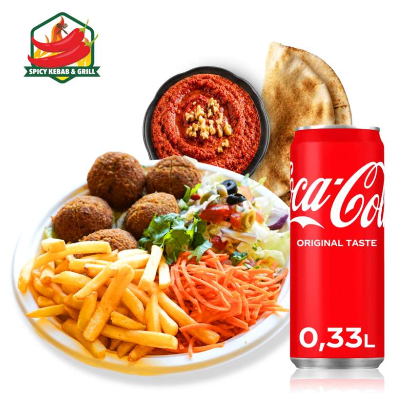 Falafel Platter Set (5 pcs) + Coca-Cola 330ml + Muhammara with Pita