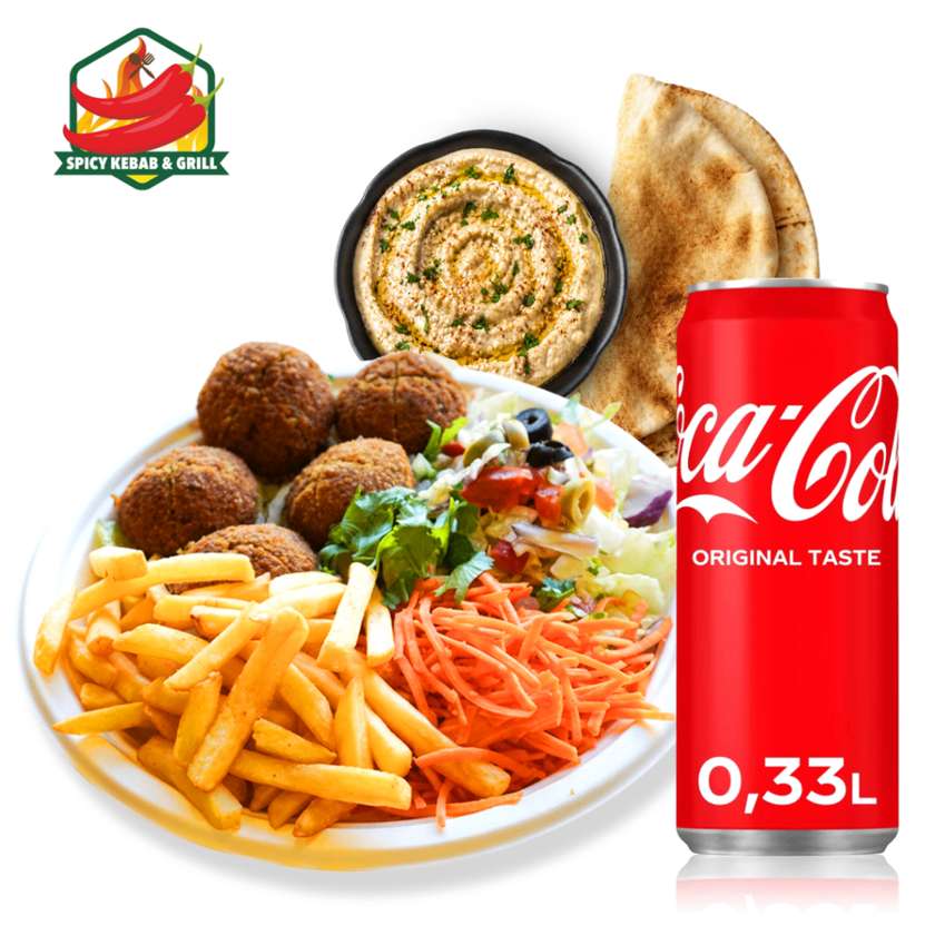 Falafel Platter Set (5 pcs) + Coca-Cola 330ml + Mutabal with Pita