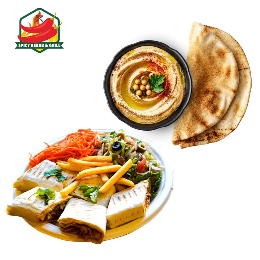 Chicken Classic Roll + Hummus with Pita