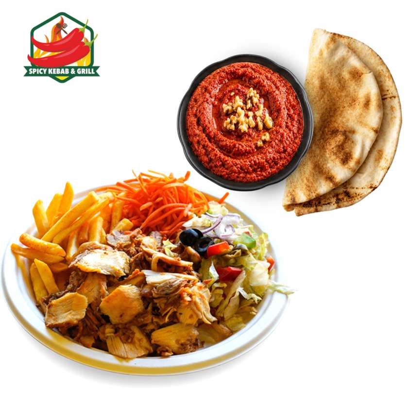 Super Mega Kebab Platter + Muhammara with Pita