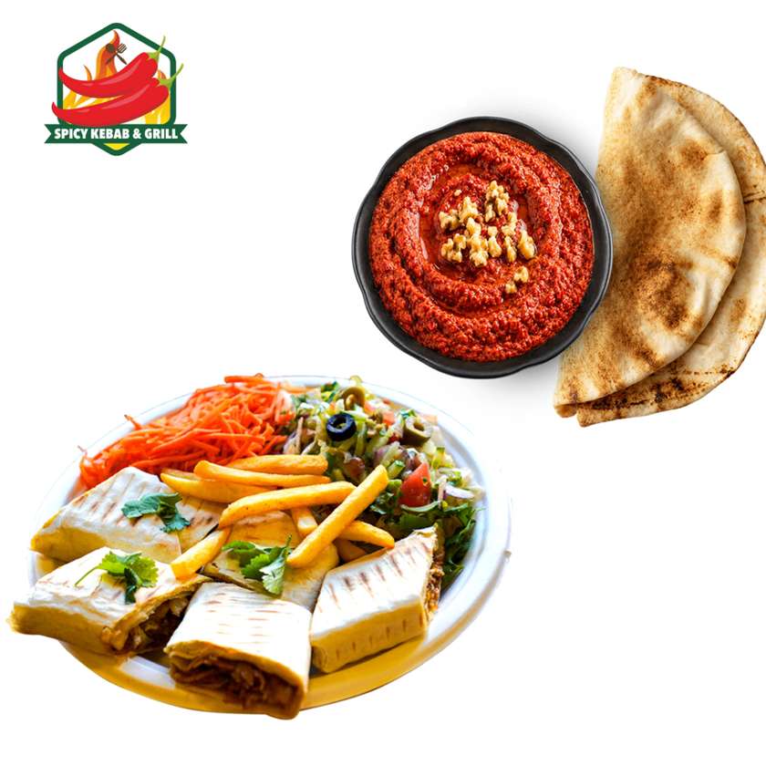 Beef Rollo Classic + Muhammara with Pita