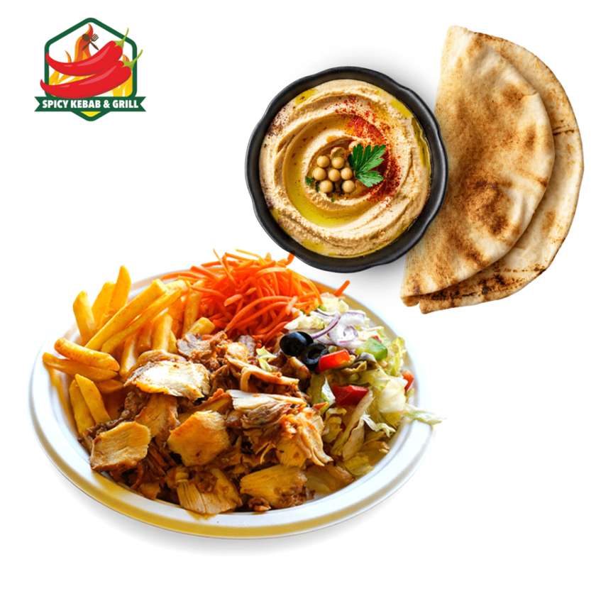 Mega Kebab Platter + Hummus with Pita