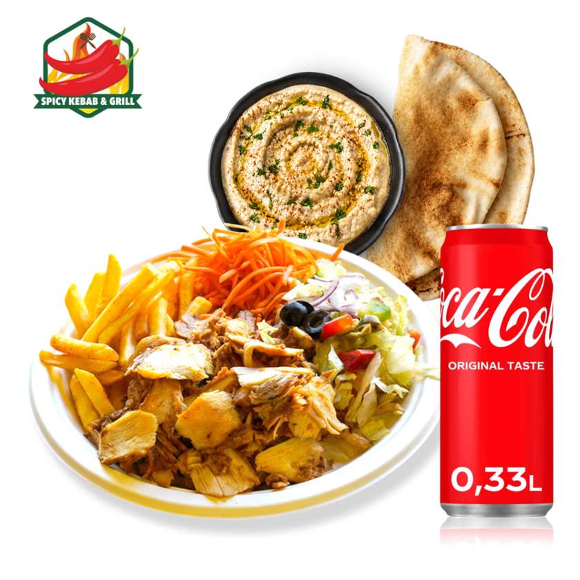 Kebab Plate Set + Coca-Cola 330ml + Mutabal with Pita