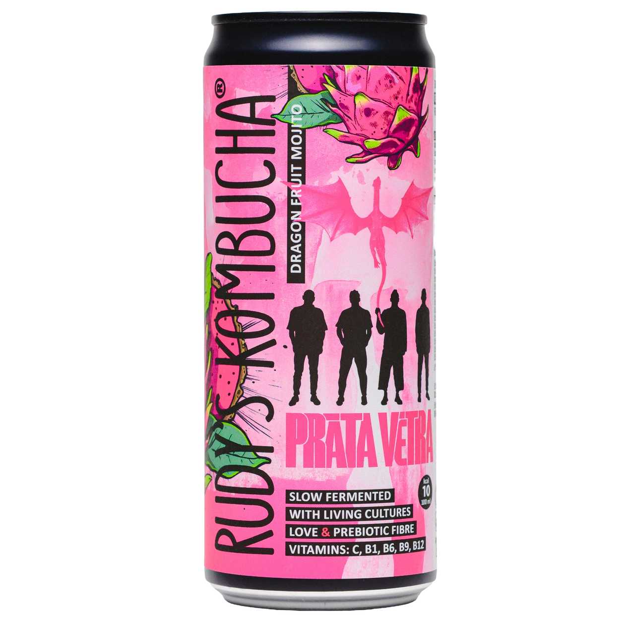 RUDY'S KOMBUCHA x PRĀTA VĒTRA Dragon Fruit Mojito 0.33l