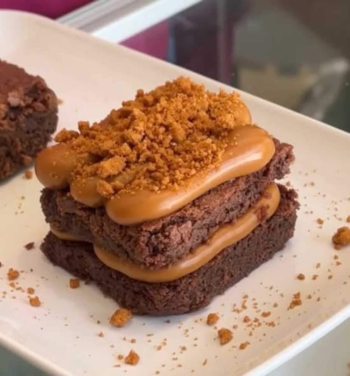 Dulce de Leche and Lotus Stuffed Brownie