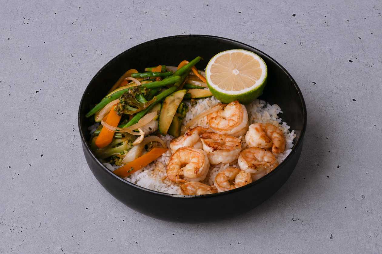 King prawns rice bowl