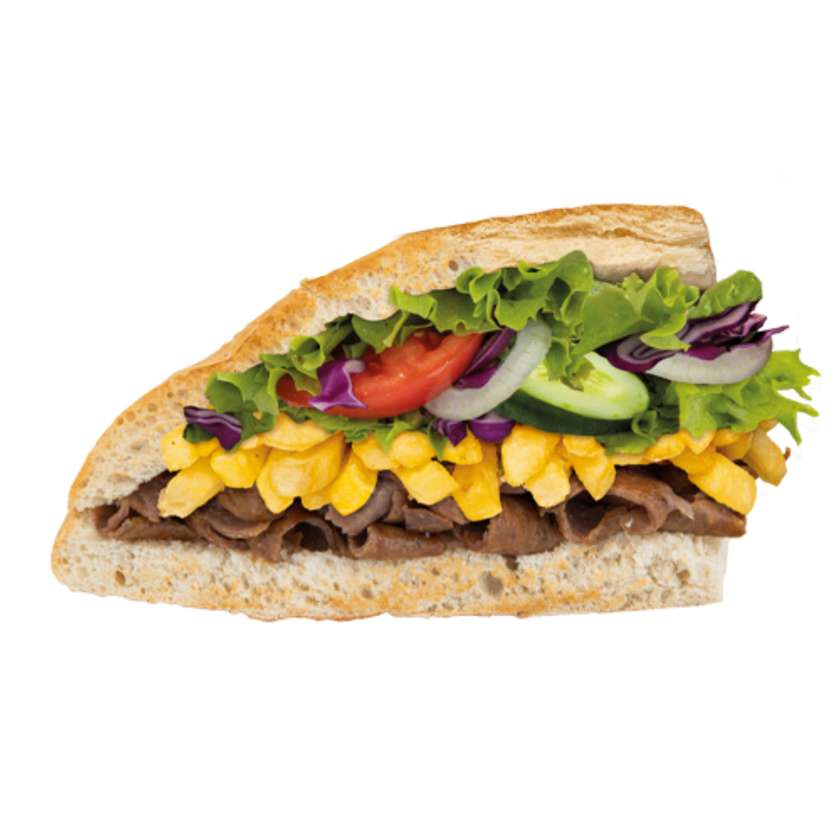Kebap w Bułce z frytkami i warzywami