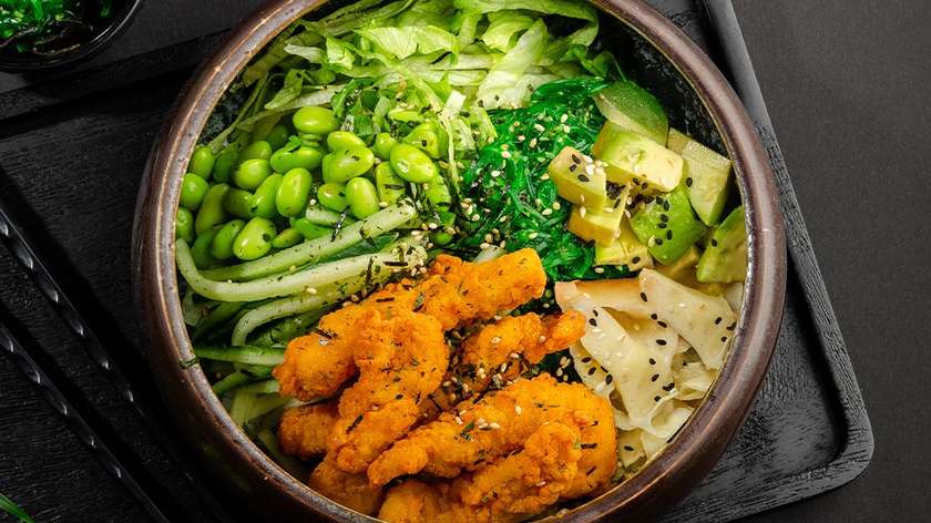 Panko tori poke bowl